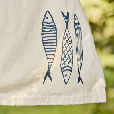 Ib Laursen Geschirrtuch blaue Fische cremefarben