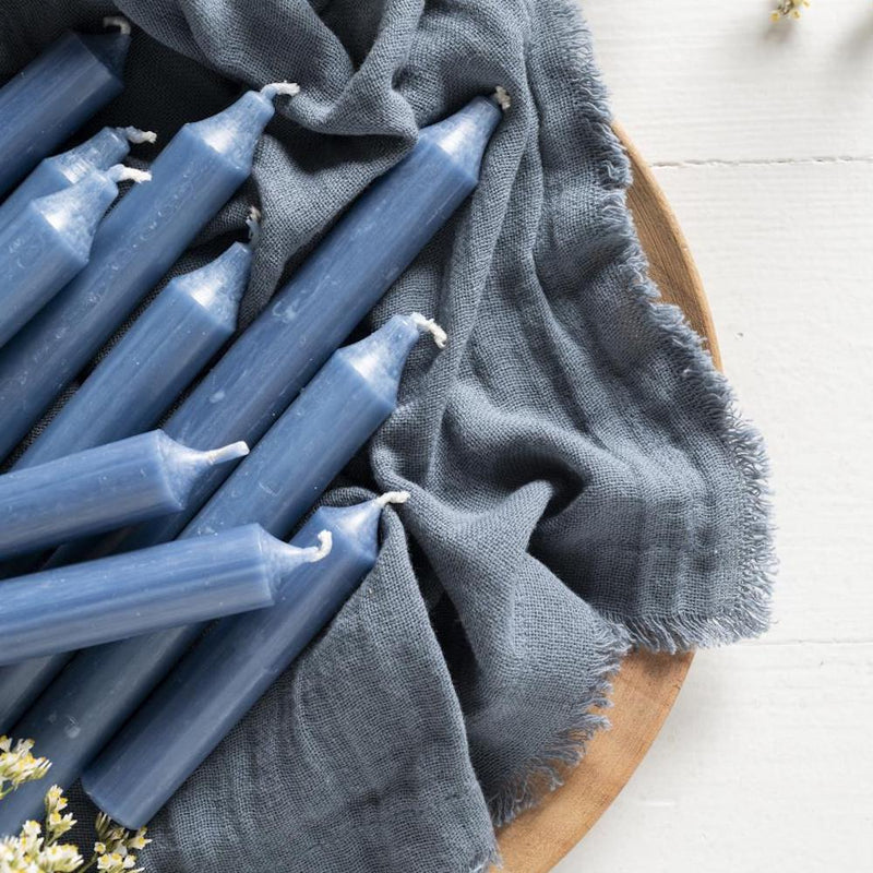 Ib Laursen Stabkerzen Rustikal Staubig Blau 3er-Set