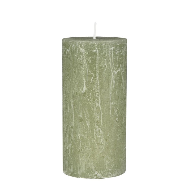 Ib Laursen Stumpenkerze rustikal Green Tea 14 cm