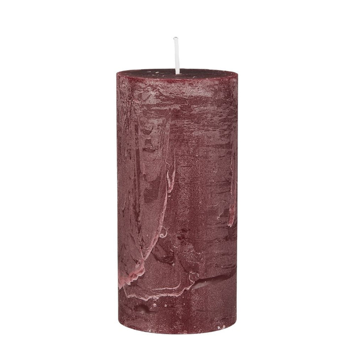 Ib Laursen Stumpenkerze rustikal rot 14 cm