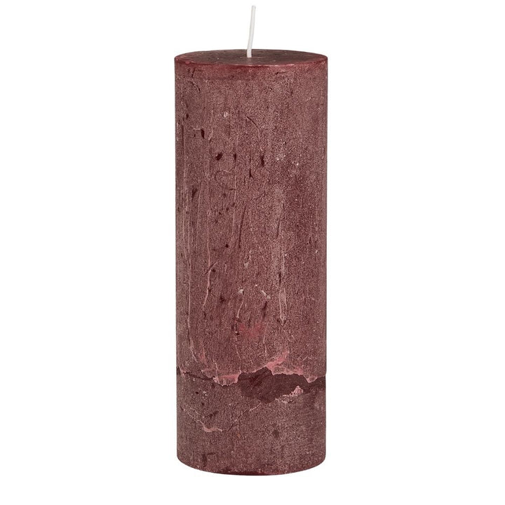 Ib Laursen Stumpenkerze rustikal rot 18 cm