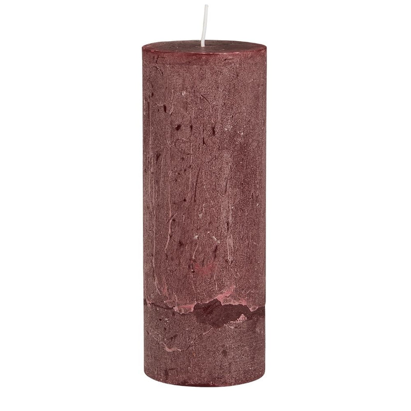 Ib Laursen Stumpenkerze rustikal rot 18 cm