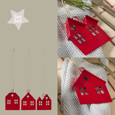 Ib Laursen Dekohänger Häuser 3er-Set rot