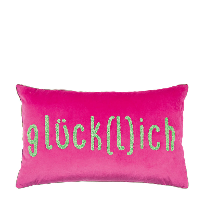 Pad Kissenhülle glück(l)ich Neon Pink 35 x 60 cm