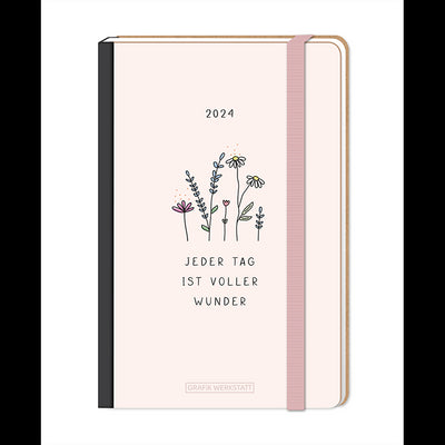 Terminplaner 2024 LetterArt Blumen beige