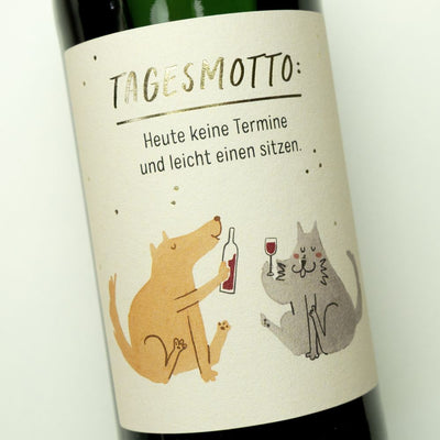 Gühwein-Flasche rot 0,25l Tagesmotto