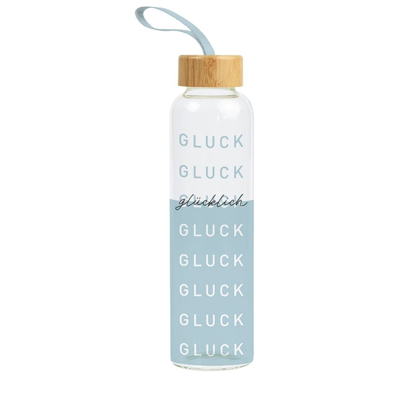 Glastrinkflasche Gluck Gluck glücklich