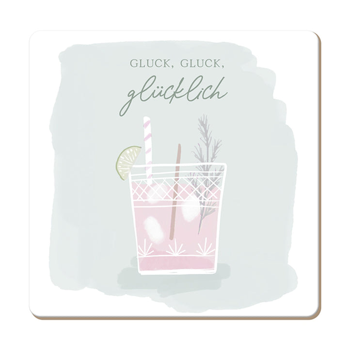 Korkuntersetzer Gluck, gluck, glücklich
