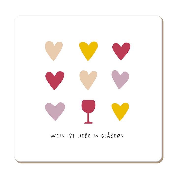 Korkuntersetzer Wein ist Liebe in Gläsern
