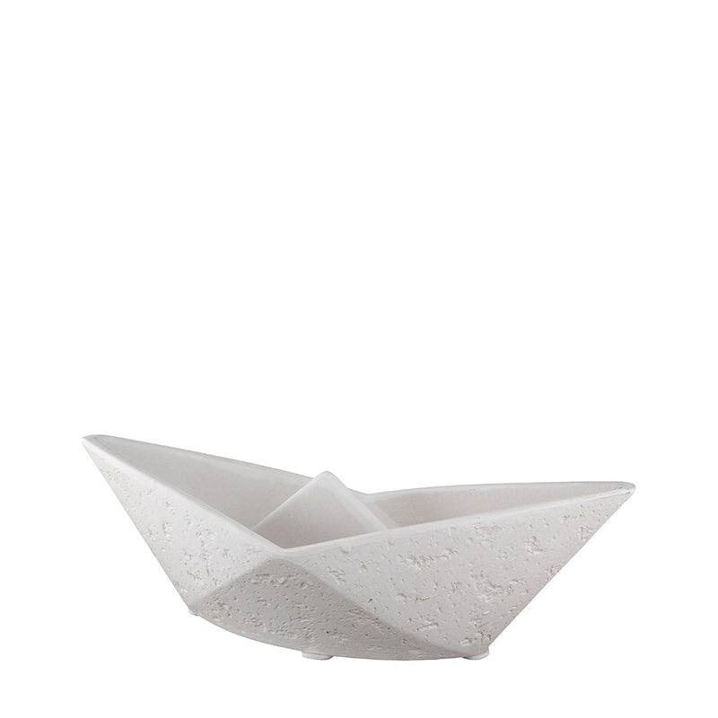 Keramik Origami Boot weiß klein