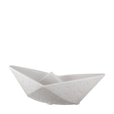Keramik Origami Boot weiß groß