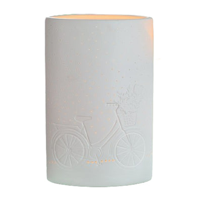 Porzellan Lampe Blumenfahrrad groß