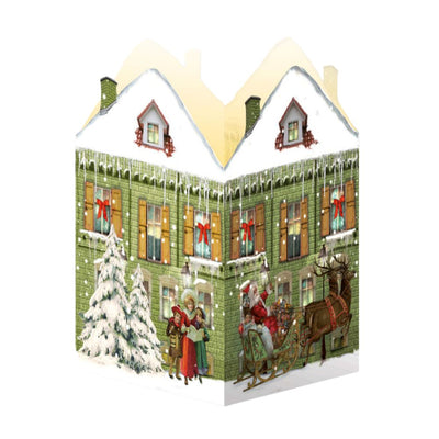 Weihnachtshäuschen Windlicht grün Rentier