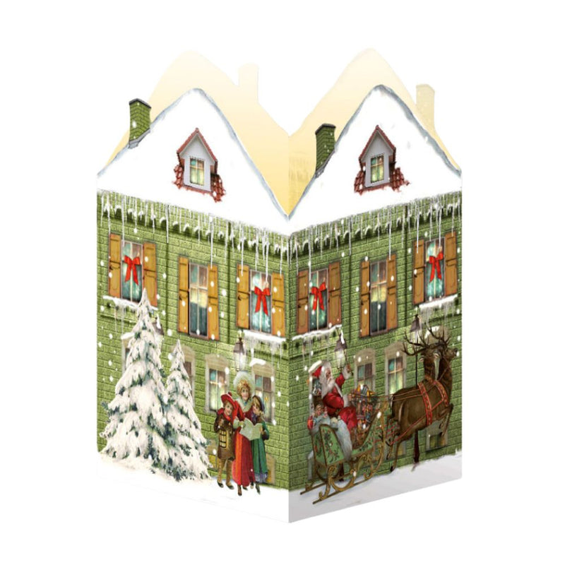 Weihnachtshäuschen Windlicht grün Rentier