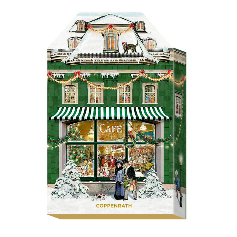 Schachteladventskalender Mein kleines Weihnachtshaus Cafe grün