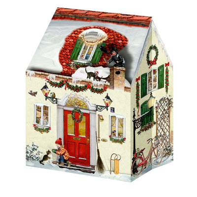Miniadventskalender Happy Christmas House beige