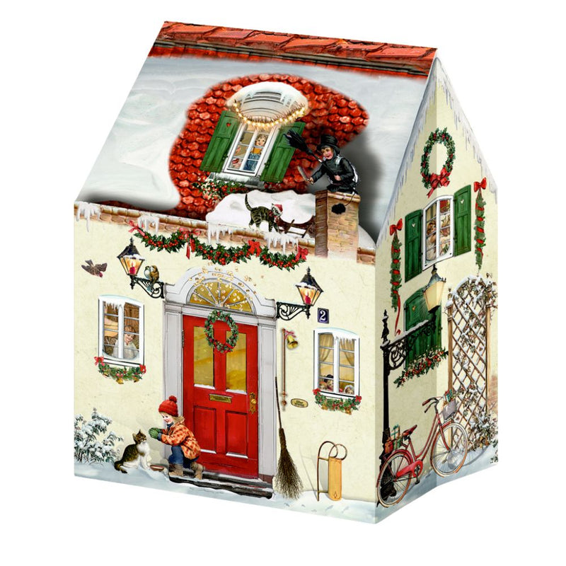 Miniadventskalender Happy Christmas House beige