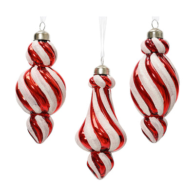 Ornamente Glas 3er-Set rot-weiß