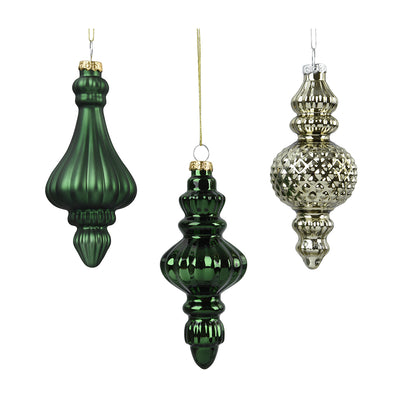 Ornamente Glas 3er-Set grün