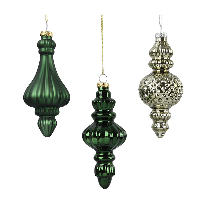 Ornamente Glas 3er-Set grün