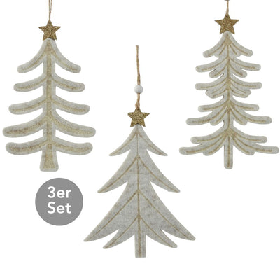 Filzbäume zum Hängen 3er Set beige