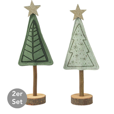 Weihnachtsbaum Dekoaufsteller 2er-Set grün groß