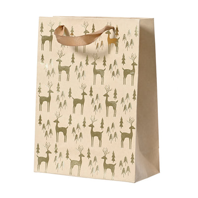 Geschenktüte Hirsche goldfarben groß