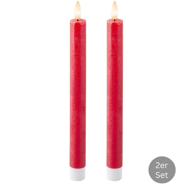 Spitzkerze LED 2er Set H 24,5 cm weihnachtsrot