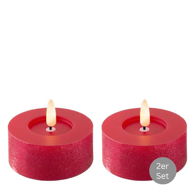Teelicht LED 2er Set D 7 cm weihnachtsrot