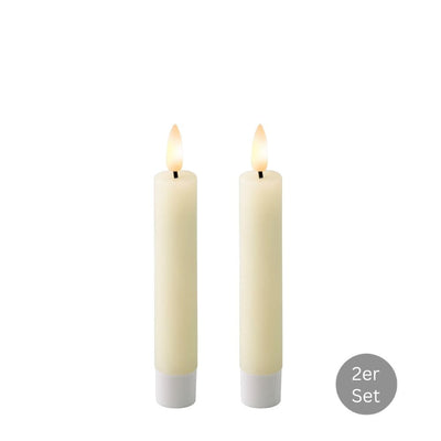 Spitzkerze LED Flackereffekt 2er Set H 14,5 cm creme