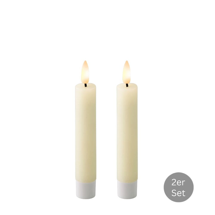 Spitzkerze LED Flackereffekt 2er Set H 14,5 cm creme