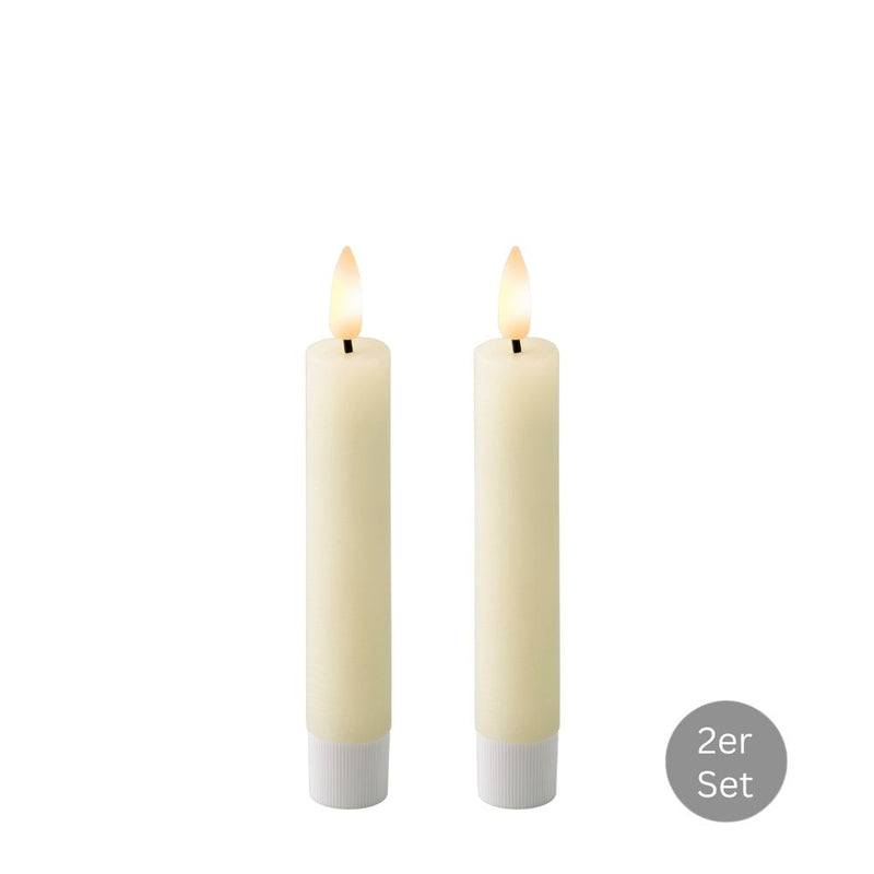Spitzkerze LED Flackereffekt 2er Set H 14,5 cm creme