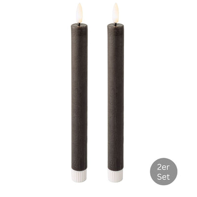 Spitzkerze LED 2er Set H 24,5 cm grau
