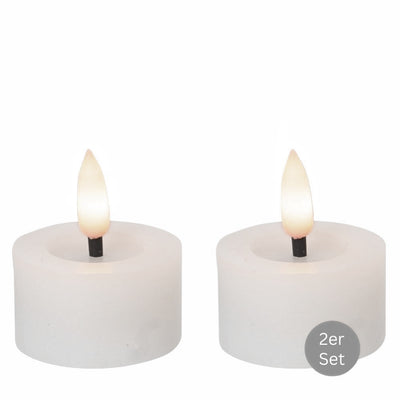 Teelicht LED Flackereffekt 2er Set D 4,4 cm weiß