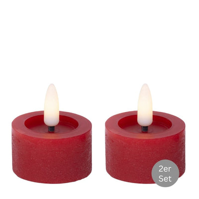 Teelicht LED 2er Set D 4,4 cm weihnachtsrot