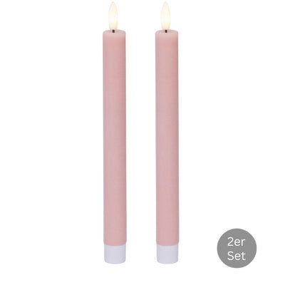 Spitzkerze LED 2er Set H 24,5 cm pink