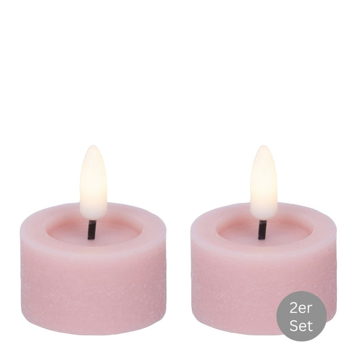 Teelicht LED 2er Set D 4,4 cm pink