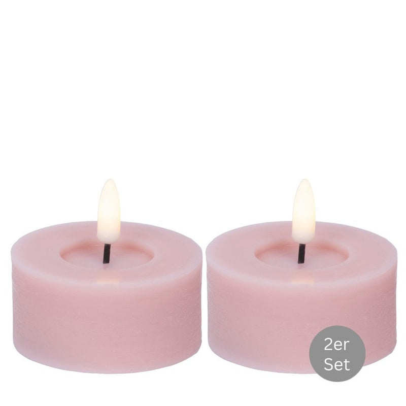 Teelicht LED 2er Set D 7 cm pink