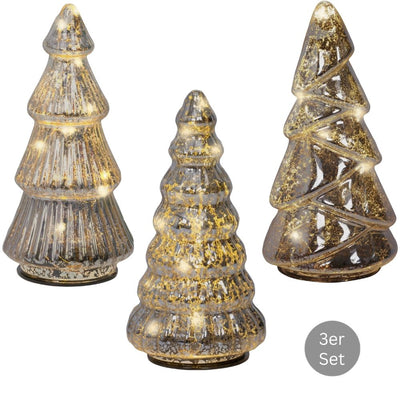 Micro LED Tannenbaum 3er Set silberfarben