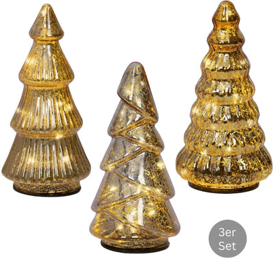 Micro LED Tannenbaum 3er Set goldfarben