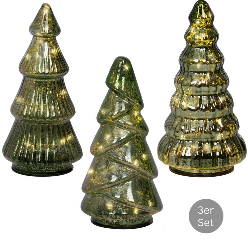 Micro LED Tannenbaum 3er Set grün