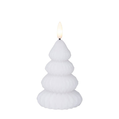 LED Kerze Tannenbaum H 10,5 cm weiß