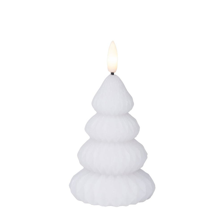 LED Kerze Tannenbaum H 10,5 cm weiß