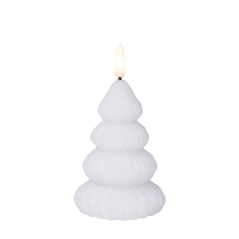 LED Kerze Tannenbaum H 10,5 cm weiß