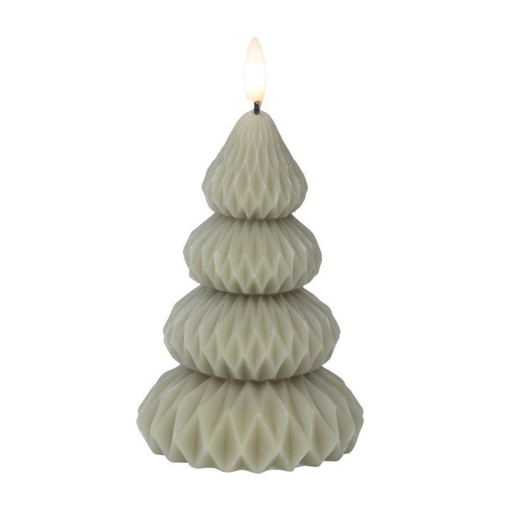 LED Kerze Tannenbaum H 13,5 cm grün