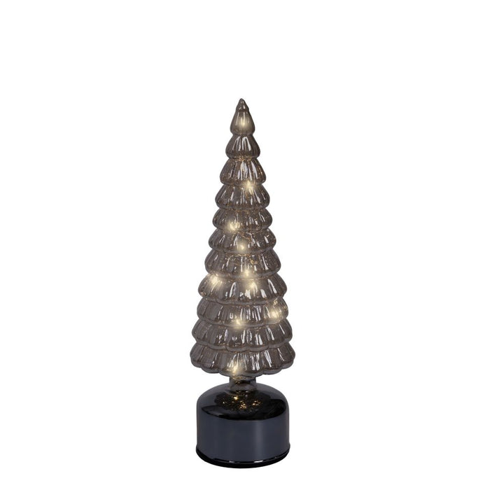 Micro LED drehender Tannenbaum H 34 cm grau