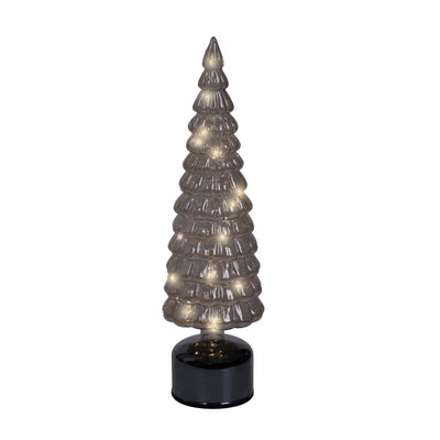 Micro LED drehender Tannenbaum H 39 cm grau