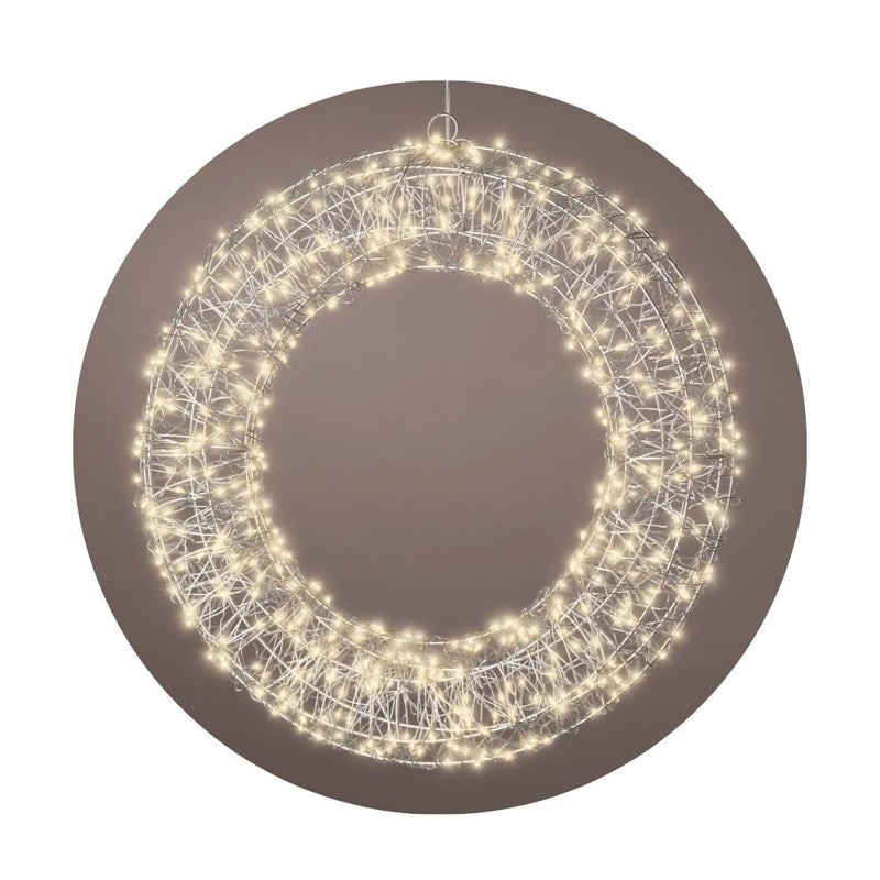 Micro LED Kranz H 38 cm silberfarben