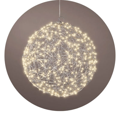 Micro LED Kugel D 28 cm silberfarben