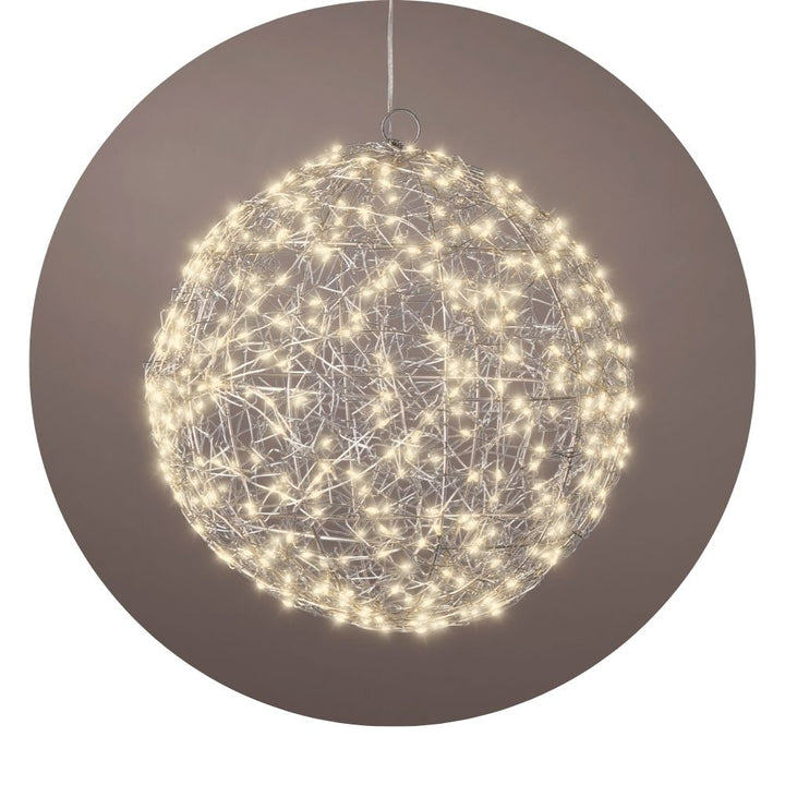 Micro LED Kugel D 28 cm silberfarben